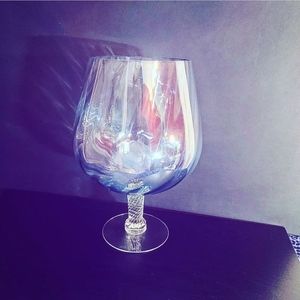 Vintage Italian Ice Blue Empoli Optic Handblown Glass Brandy Snifter Vase